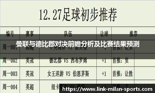 曼联与德比郡对决前瞻分析及比赛结果预测